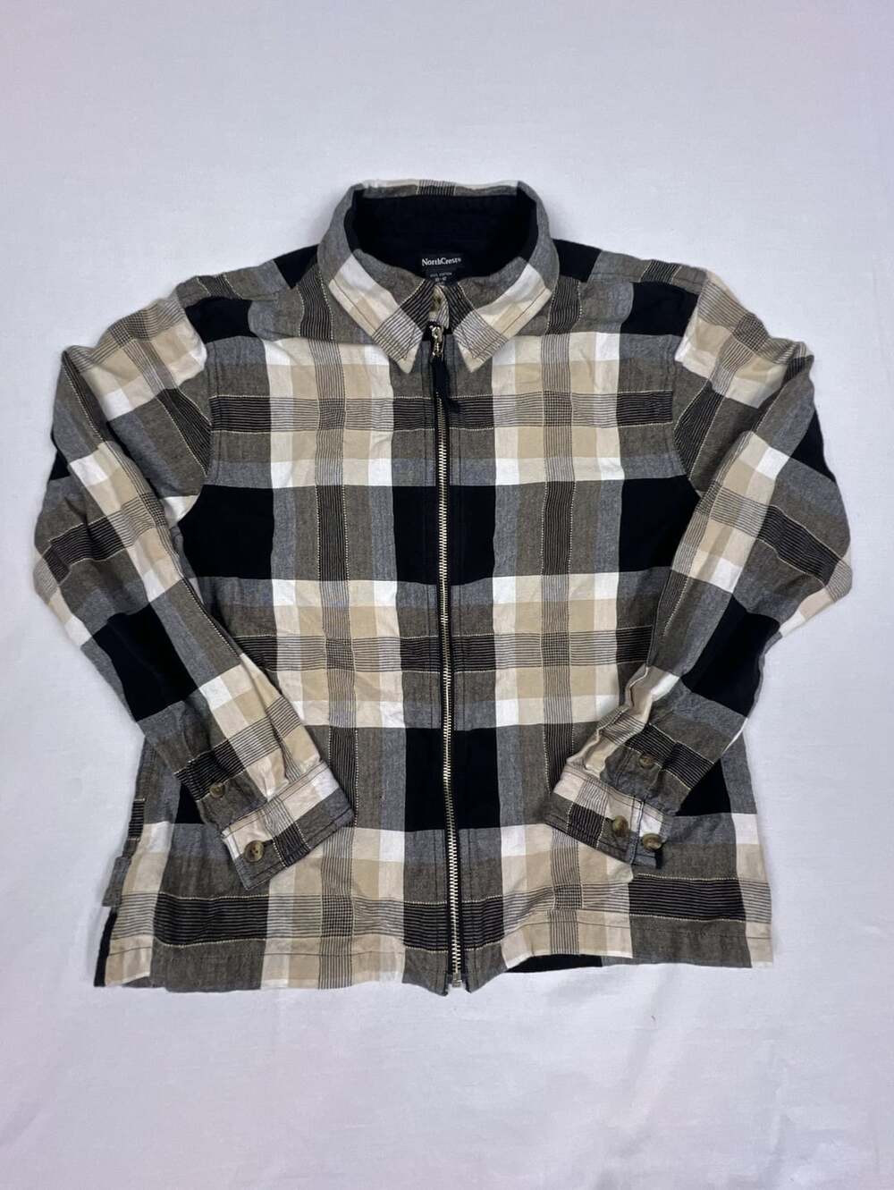 NorthCrest Plaid Full Zip Shirt Jacket Size M